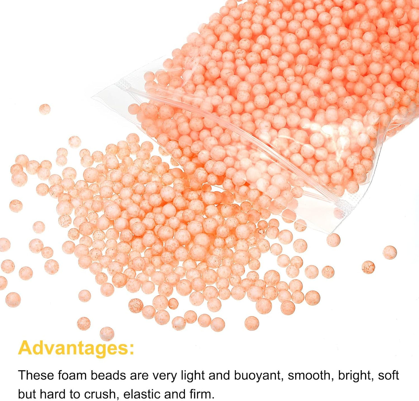 MECCANIXITY Foam Beads Foam Balls 7-9mm for Wedding and Party Decorations, Tiny Packing Balls, Arts DIY Crafts Supplies (Orange,1 Pack Approx 3000pcs)