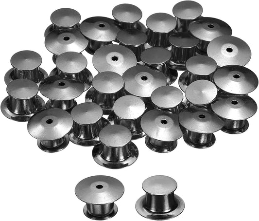 uxcell 30Pcs Metal Locking Pin Backs, Pin Keepers Locking Clasp Flat Head Clamp Needle Back Lock for DIY Brooch Crafts Badges Enamel Lapel, Metallic Black