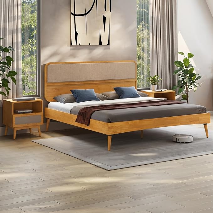 Bme Calista King Size Bed Frame – Solid Wood Platform Bed - Image 3