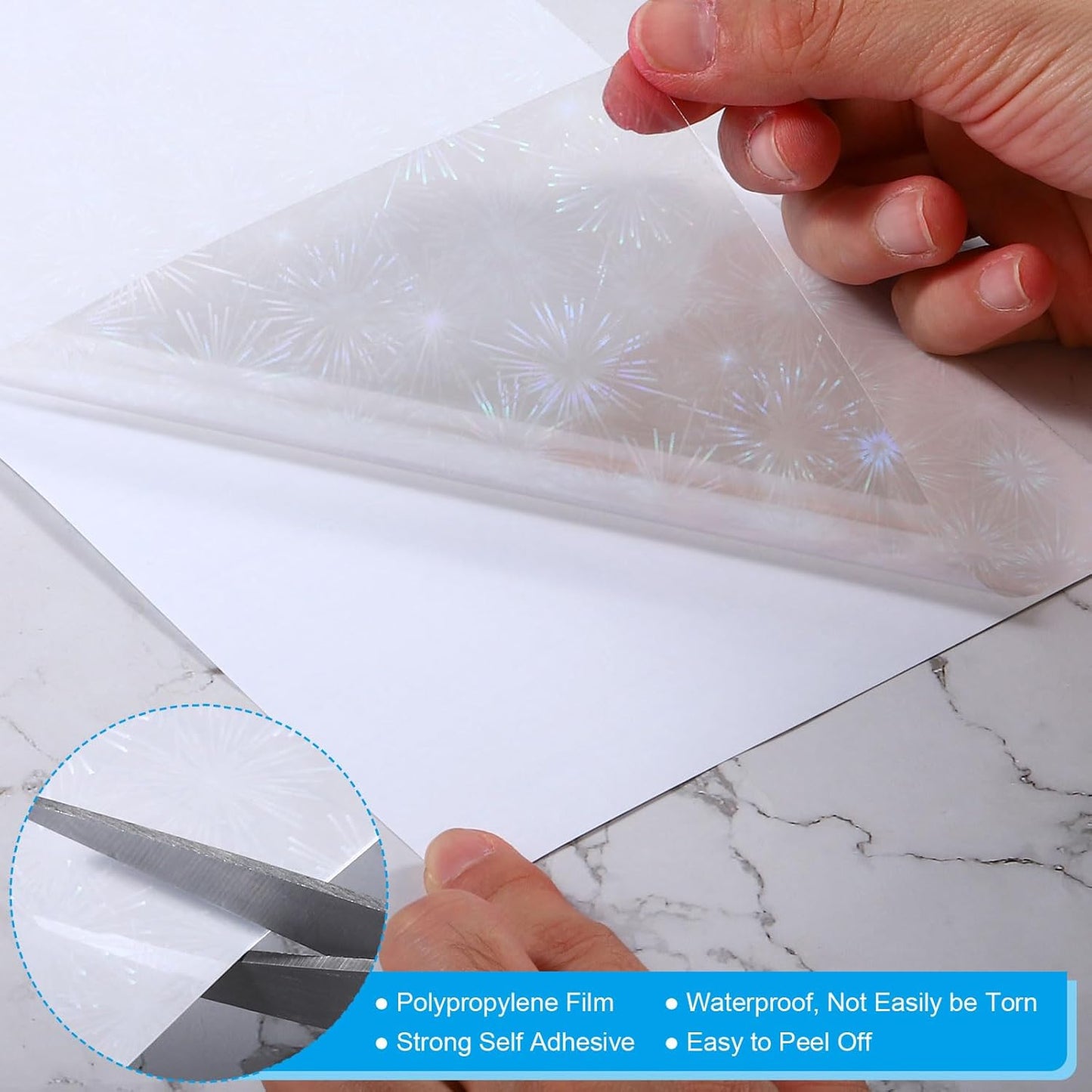 PATIKIL 8.3x5.8" Holographic Sticker Paper, 20Sheets A5 Polypropylene Self-Adhesive Transparent Waterproof Laminate Overlay Film for Photo Cards Scrapbook Decorations, Blossom
