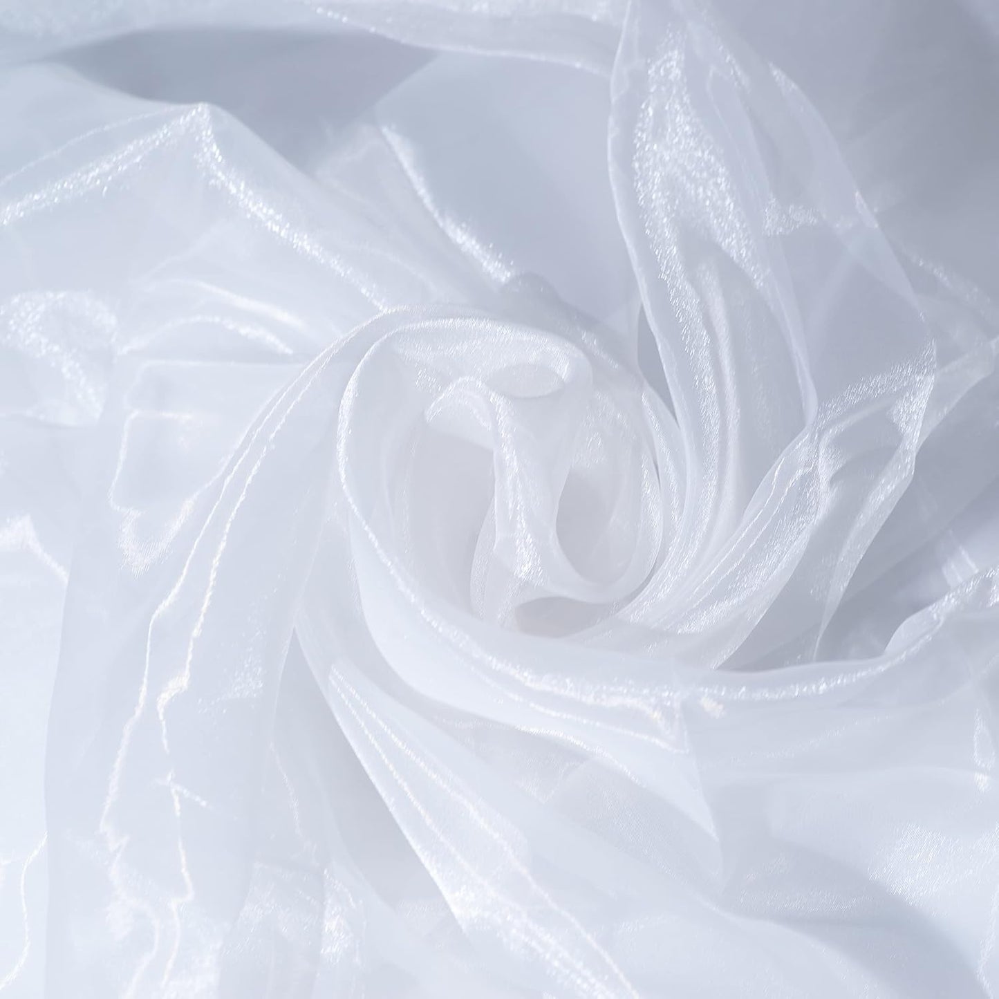 Fynite White Organza Fabric by The Yard | 10 Yard Long | 44" Wide | Bridal Soft Sheer Organza Tulle for DIY Wedding Dress Fashion Craft Decorations