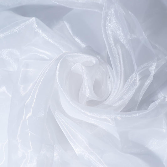 Fynite White Organza Fabric by The Yard | 5 Yard Long | 44" Wide | Bridal Soft Sheer Organza Tulle for DIY Wedding Dress Fashion Craft Decorations