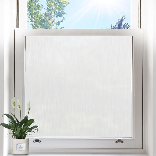 Privacy Window Film Static Cling, Frosted Glass Decorative Window Film with 96% UV Blocking, Non-Adhesive Removable Window Cling for Home Office Bathroom, 17.5 x 157.4 Inches, White