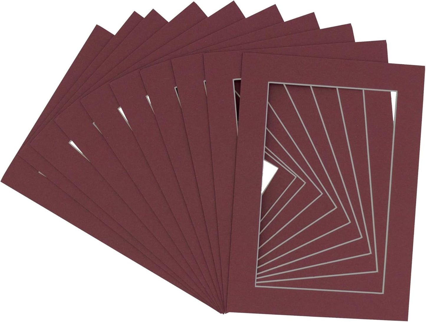 5x7 Mat for 8.5x11 Frame - Precut Mat Board Acid-Free Maroon 5x7 Photo Matte Made to Fit a 8.5x11 Picture Frame, Premium Matboard for Family Photos, Show Kits, Art, Picture Framing, Pack of 25 Mats