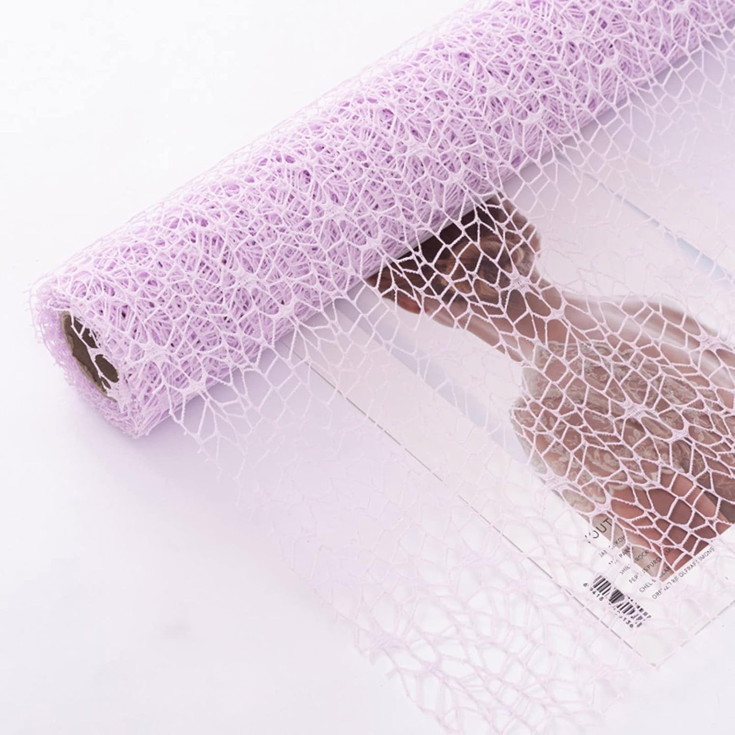 Korean Jacquard Net Mesh Openwork Floral Wrapping Paper 1 Roll Florist Supplies Flower Bouquet Wrapping Paper Floral Supplies for Fresh Flowers, 50cm x 5 Yard (Lilac Purple)