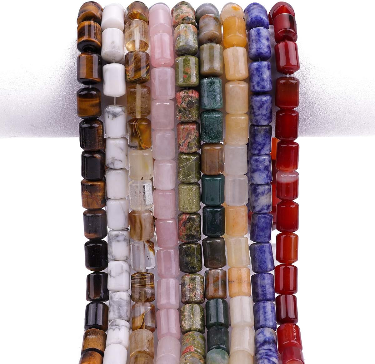 Natural Indian Agate Cylinder Stone Loose Semi Gemstone Beads for Jewelry Making 10mmx14mm 38cm