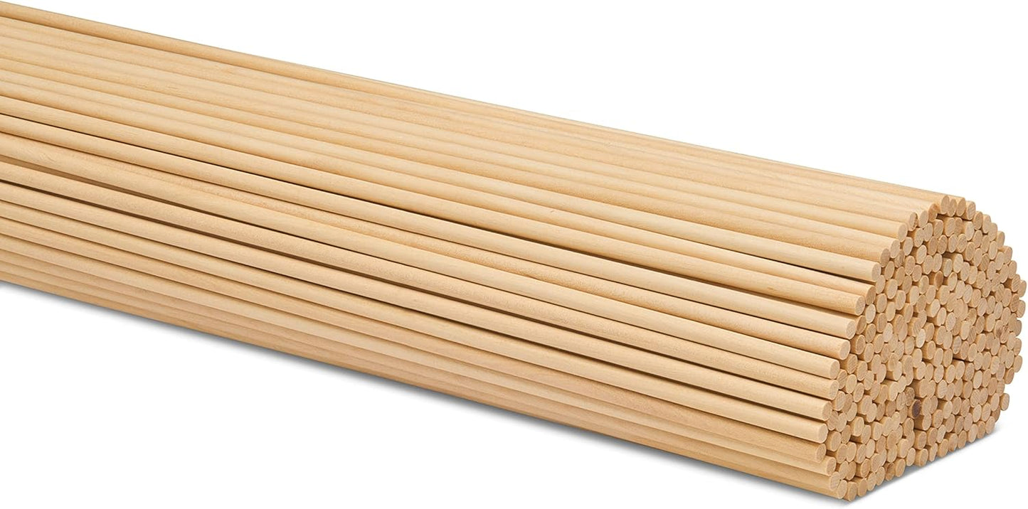 Woodpeckers Dowel Rods Wood Sticks Wooden Dowel Rods 3/16 x 36 Inch Unfinished Hardwood Sticks for Crafts and DIY'ers 250 Pieces