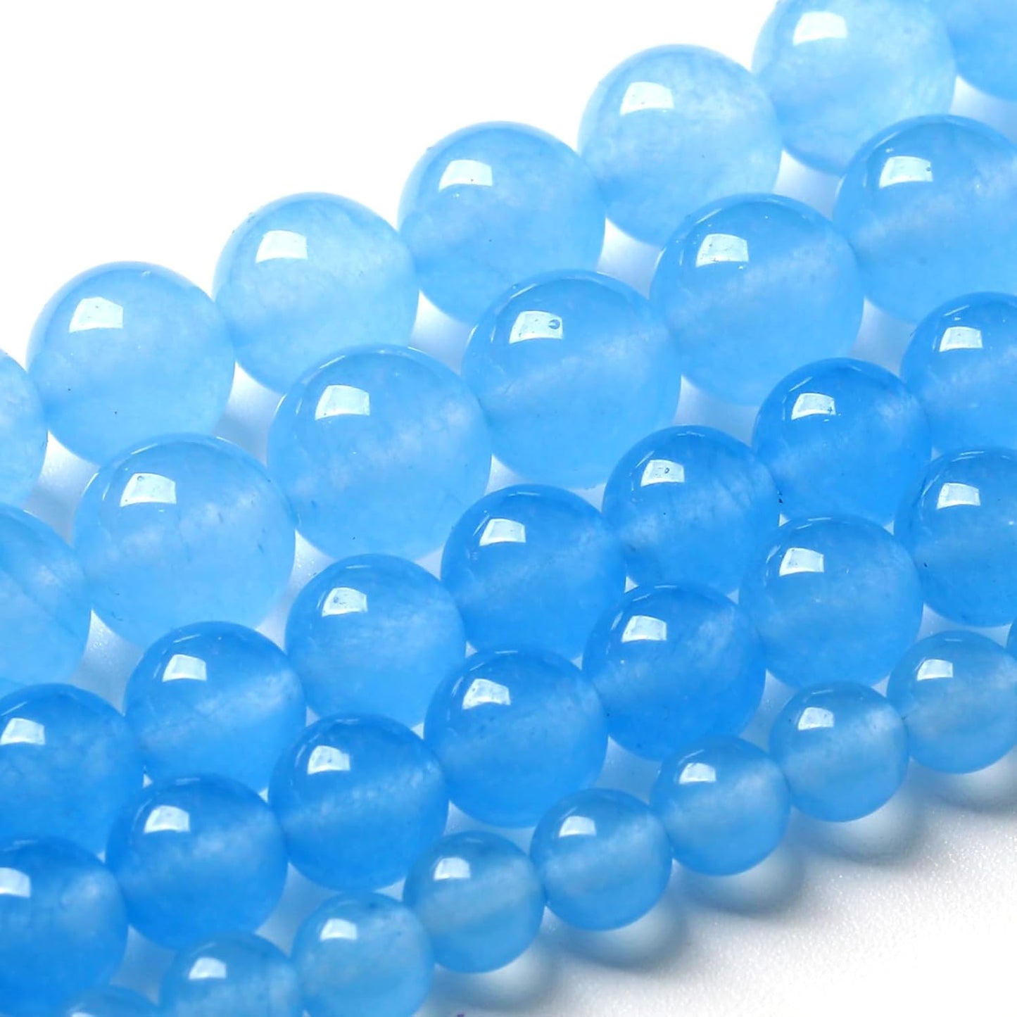 6MM Natural Stone Aquamarine Blue Chalcedony Beads Round Loose Beads for Jewelry Making Bracelet 120pcs 2 Strands 32"