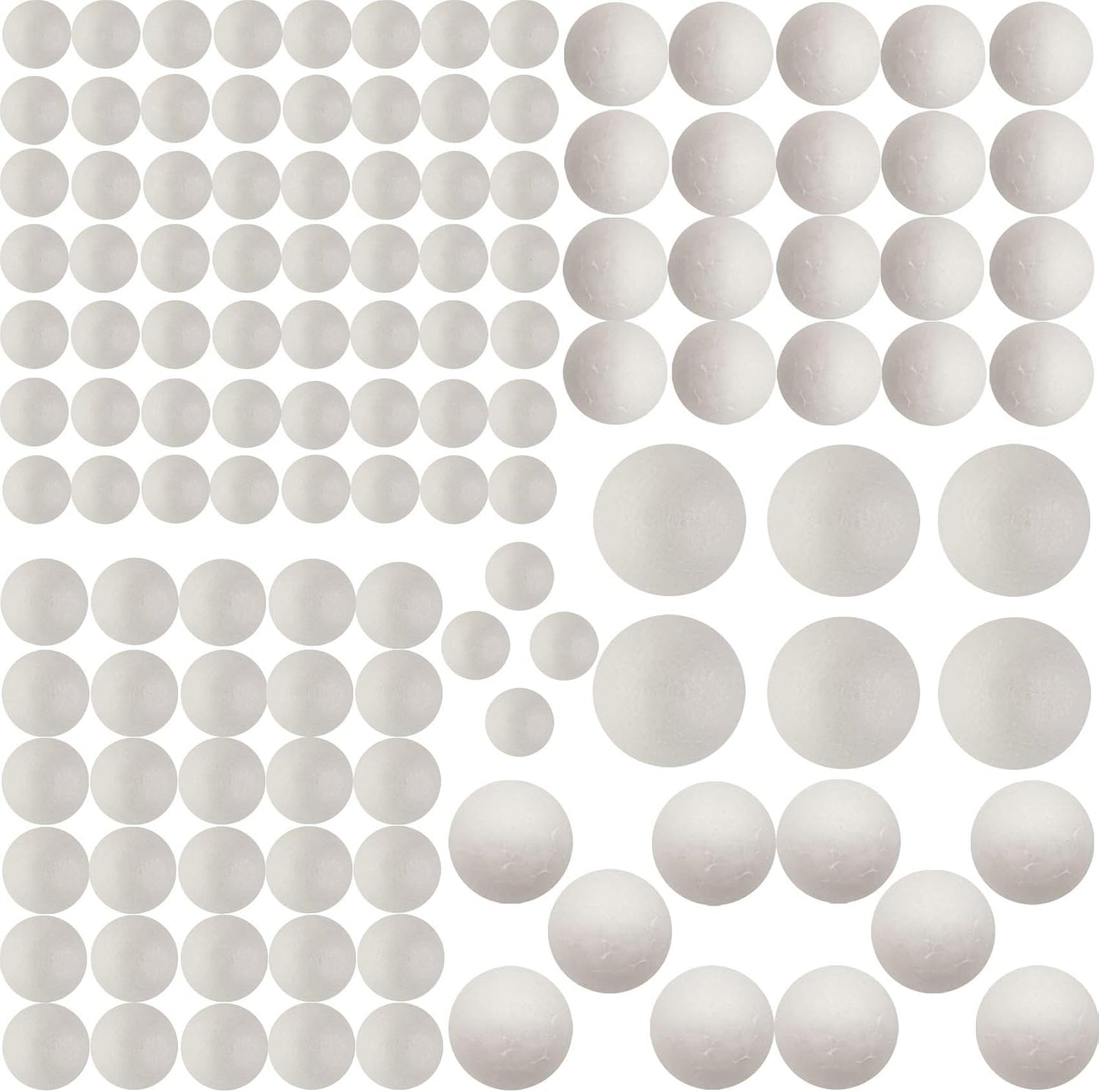 126 Pack Craft Foam Balls, 5 Sizes Including 1-2.4 Inches, White Polystyrene Smooth Round Balls, Foam Balls for Arts and Crafts, DIY Craft for Home, Supplies School Craft Project and Holiday Party