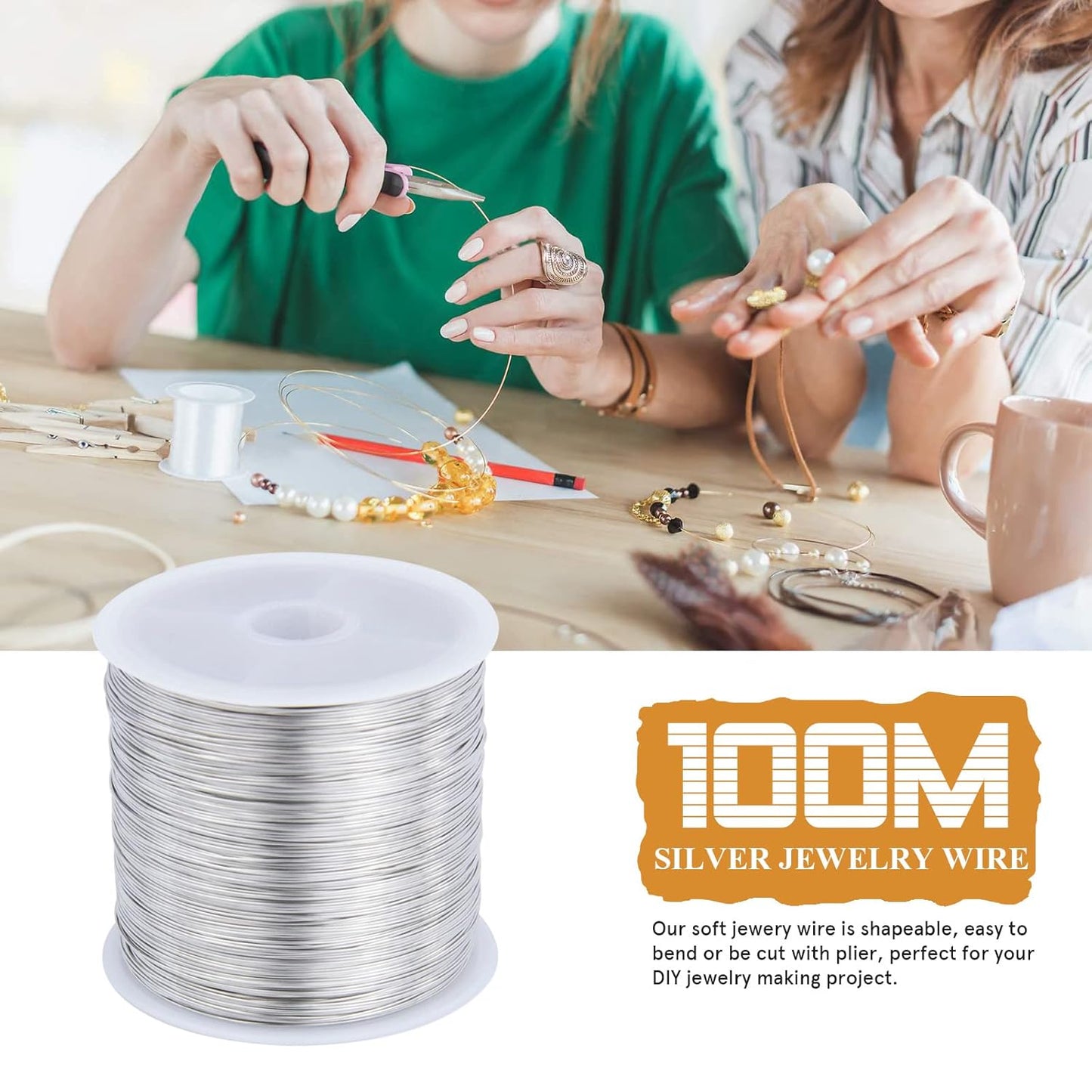 328 Feet 28 Gauge Craft Wire - Silver Plated Thin Brass Wire, Soft Metal, Bulk for Jewelry Making