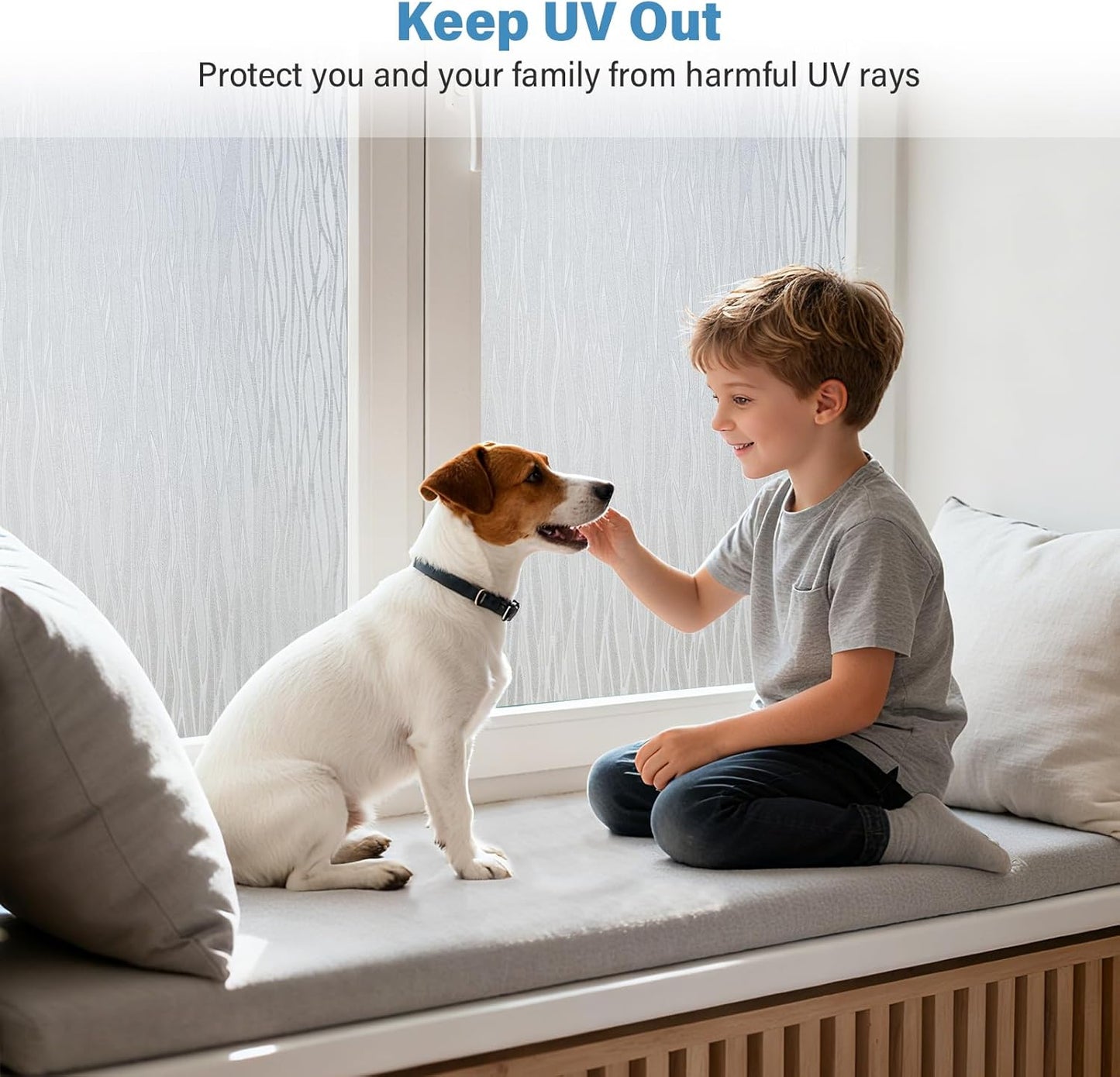 Finnez Frosted Privacy Window Film Static Cling, Non-Adhesive Decorative Cover for Glass Door & Windows, No Glue Removable Clings UV Blocking Waves Design for Home Office 23.6 x 78.7 Inches