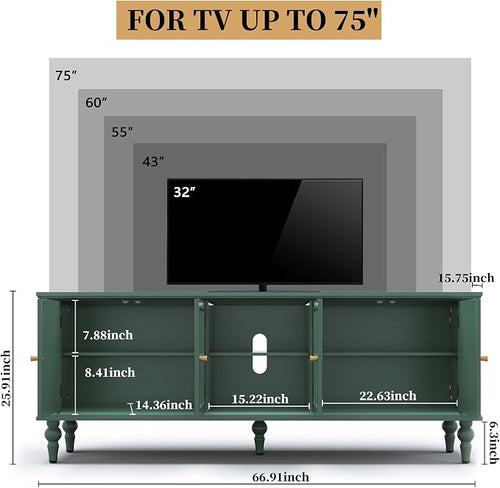 3More 67" Mid Century Modern TV Stand - Image 2
