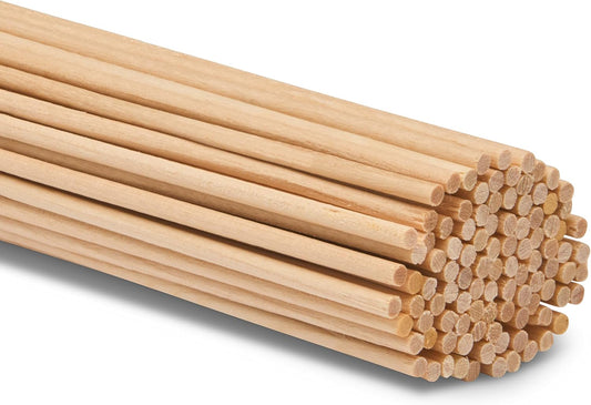 Wooden Dowel Rod, 1/8 Inch x 12 Inch Wood Dowels, Pack of 100 Wooden Dowels for Crafts, Unfinished Hardwood Wooden Dowels Rods, Strong Wood Rod Dowels for Crafting and DIYers