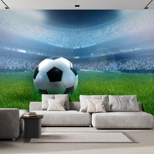 wall26 Close Up of a Football Ball on a Full Stadium Removable Wall Mural | Self-Adhesive Large Wallpaper - 108x168 inches