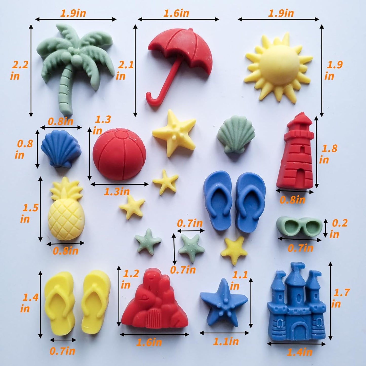 Summer Beach Theme Chocolate Molds, 2PCS Summer Party Fondant Candy Jelly Baking Ice Cube Silicone Molds, Coconut Tree Sun Shell Starfish Marine Cake Decor Mold, Unique Resin Candle Soap Mold