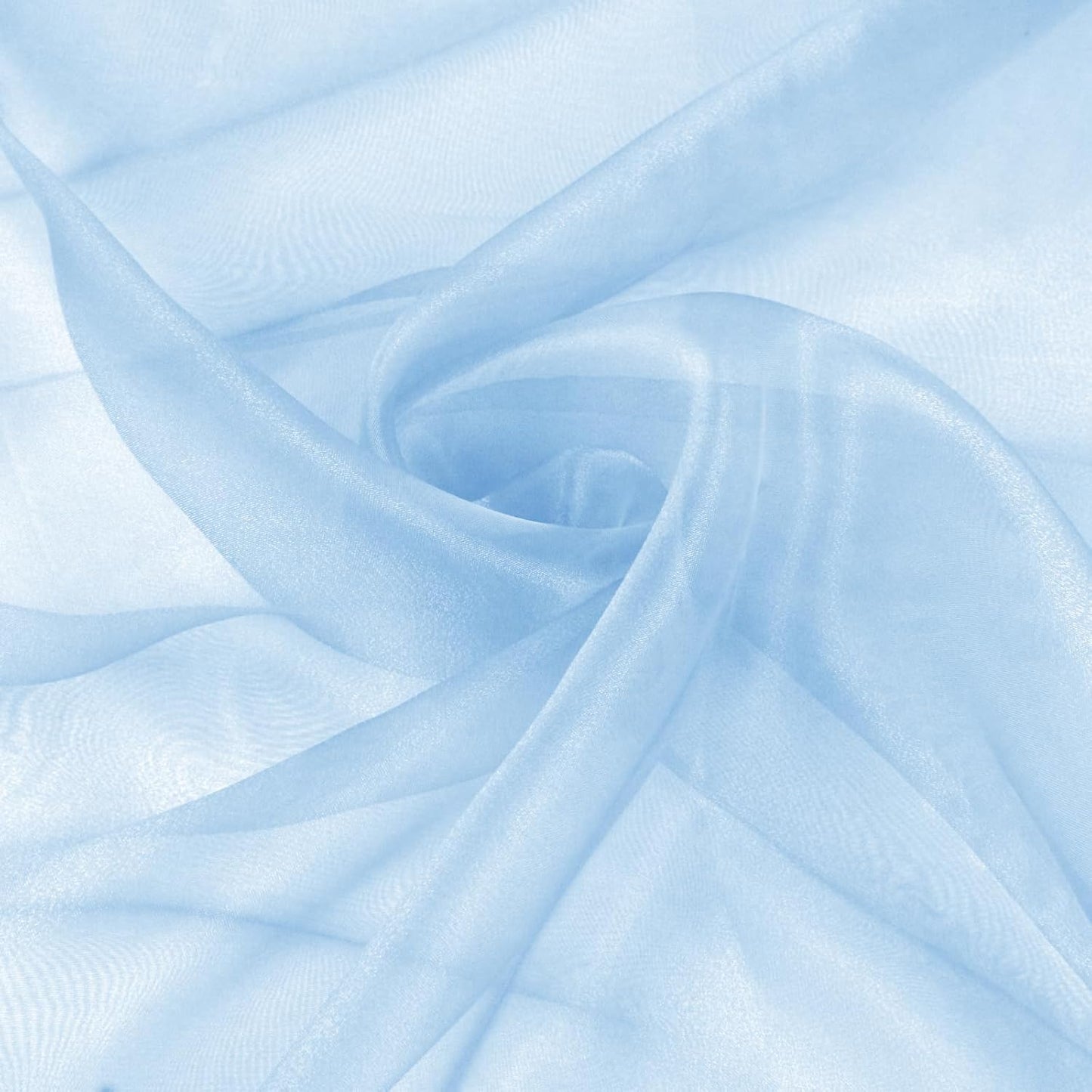 VACVELT Sheer Organza Fabric by The Yard, 60 Inch Wide Light Blue Organza Fabric Bolt Bridal Sheer Tulle Fabric, Silk Organza Fabric Roll for Wedding Party Decorations Backdrop Curtain (10 Yards)