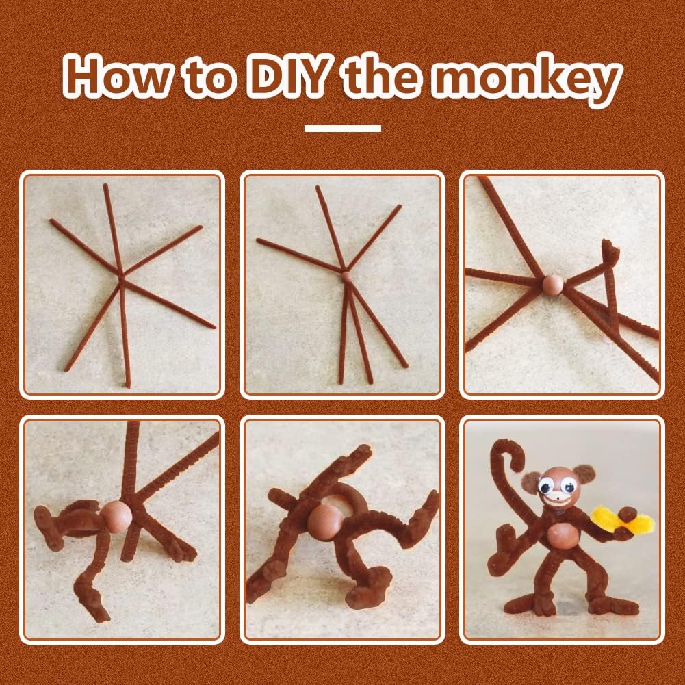 kdafio 120 Pcs Brown Pipe Chenille Stems, Chenille Stems Pipe Cleaners Long Craft Pipe Cleaners Pipe Cleaners for Hair Locs Beginner Creative Crafts Christmas Halloween Decorations