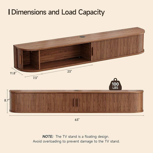 63" Floating TV Stand with Power Outlet - Image 2