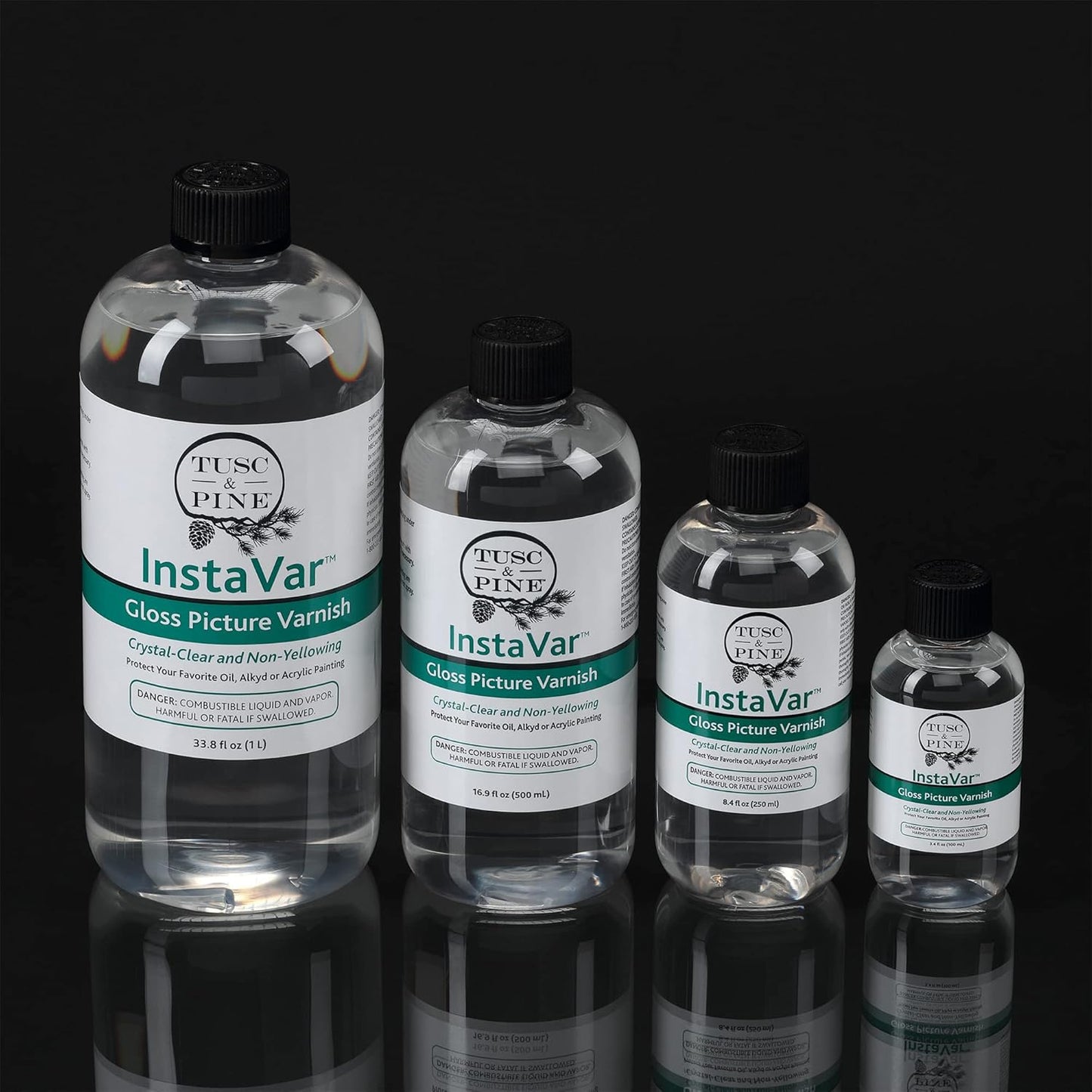 Tusc & Pine InstaVar™ Gloss Picture Varnish - Archival Quality Varnish for Oil, Alkyd, and Acrylic Artists - 33.8oz Bottle - 2 Pack