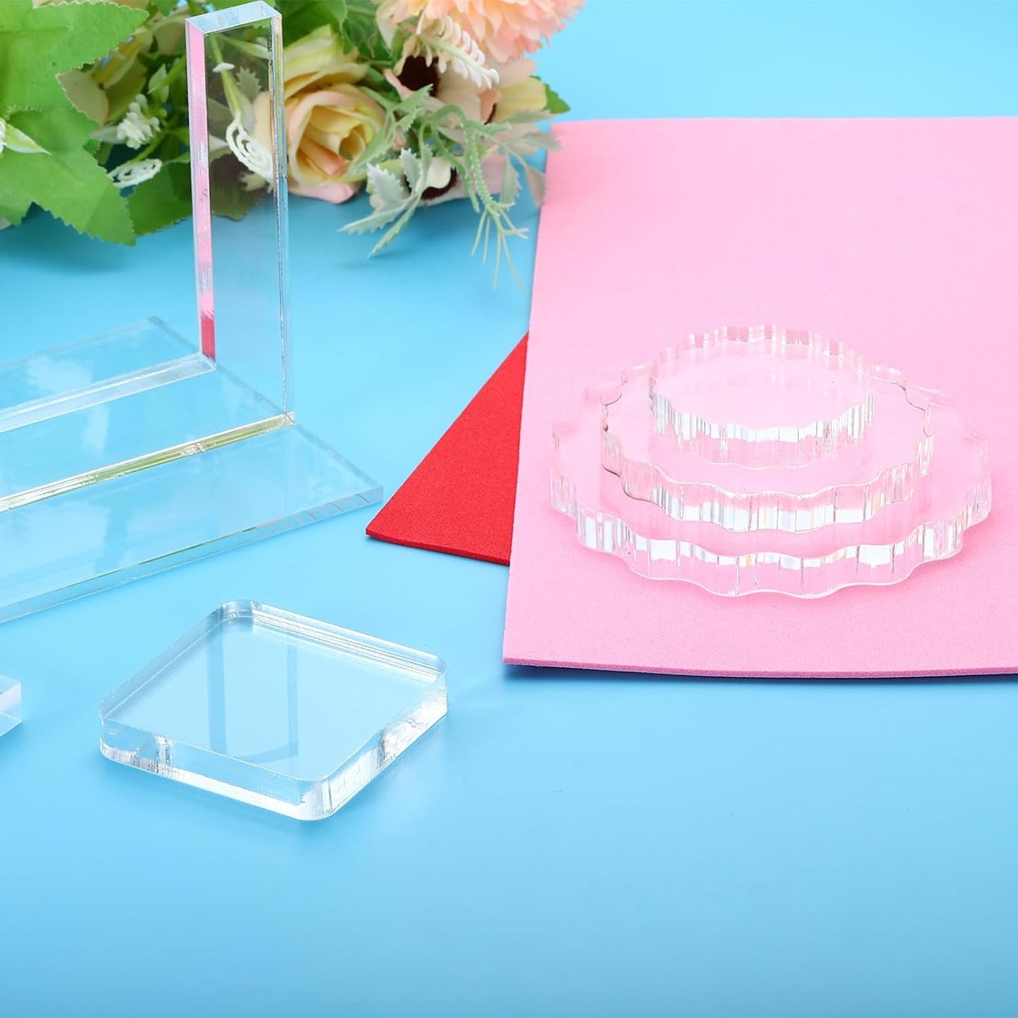 PATIKIL Acrylic Stamp Block, 1 Pack Clear Stamping Block with Grid Lines Decorative Mounting Blocks Set Rectangle for Scrapbooking DIY Crafts Cards Making
