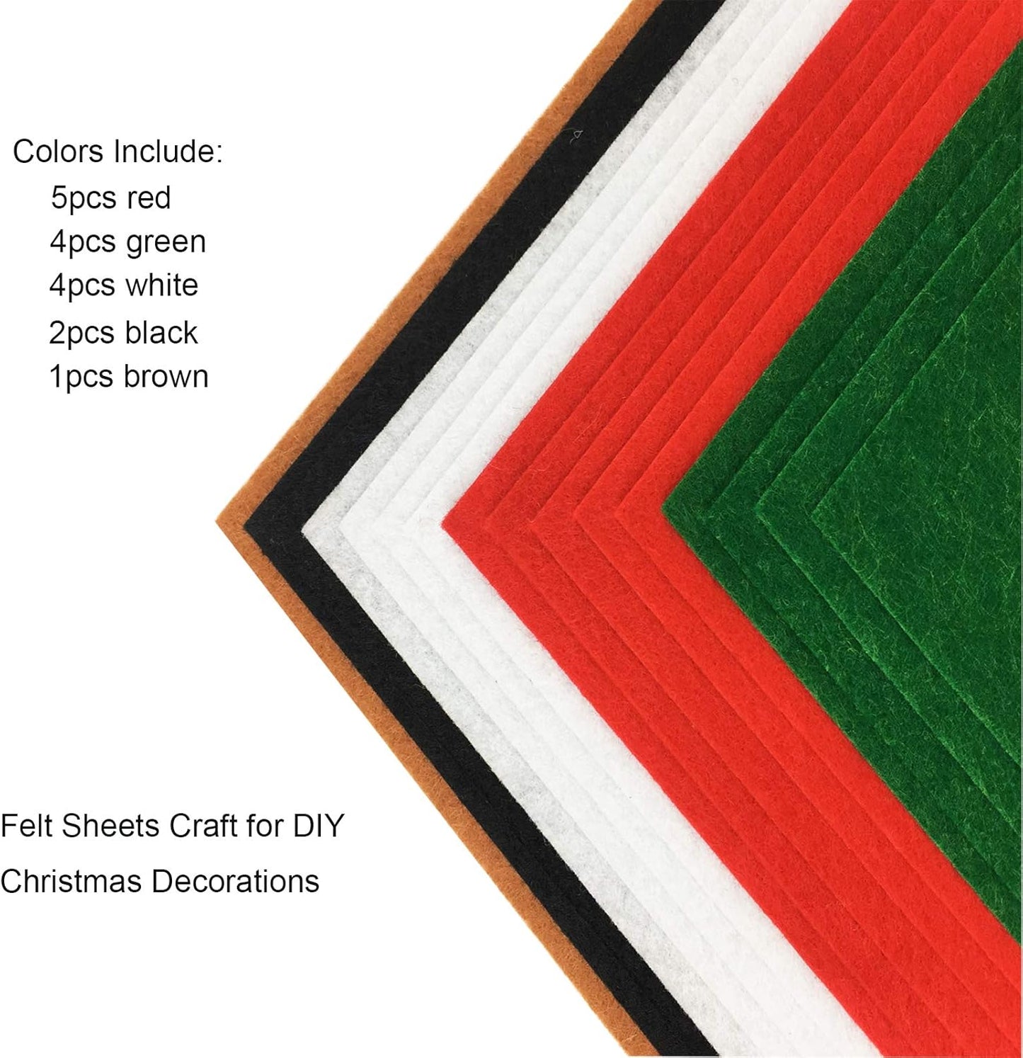 Weabetfu 16 Pieces Christmas Felt Fabric Sheets,5 Colors Craft Felt Sheets for DIY Christmas Decoration,DIY Patchwork Sewing Crafts