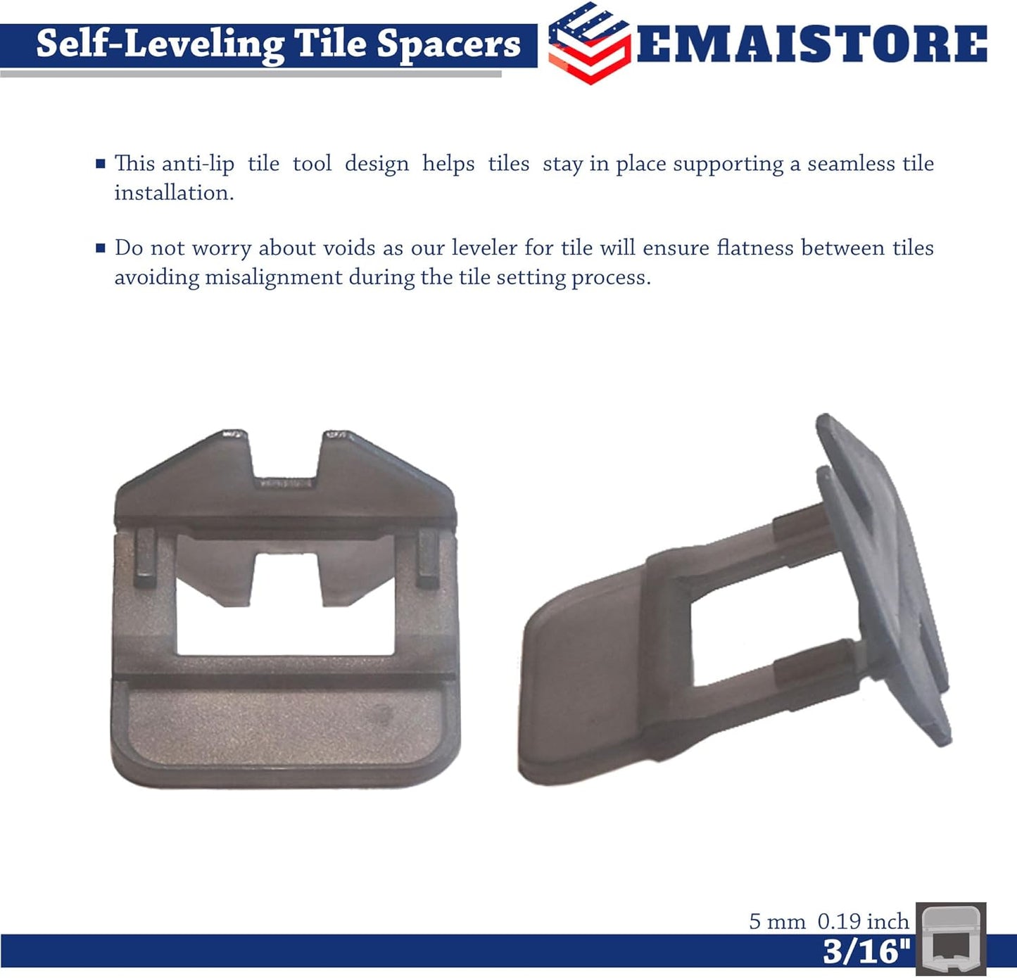 Tile Leveling System (3/16 Inch) – 2000 Tile Spacers – Compatible with Most Wedges for Smooth, Seamless Floor & Wall Tile Installation – 5mm Ceramic & Stone Spacers