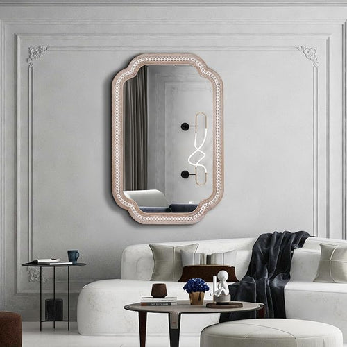 36x24 Inch Boho Wooden Scalloped Mirror - Image 2