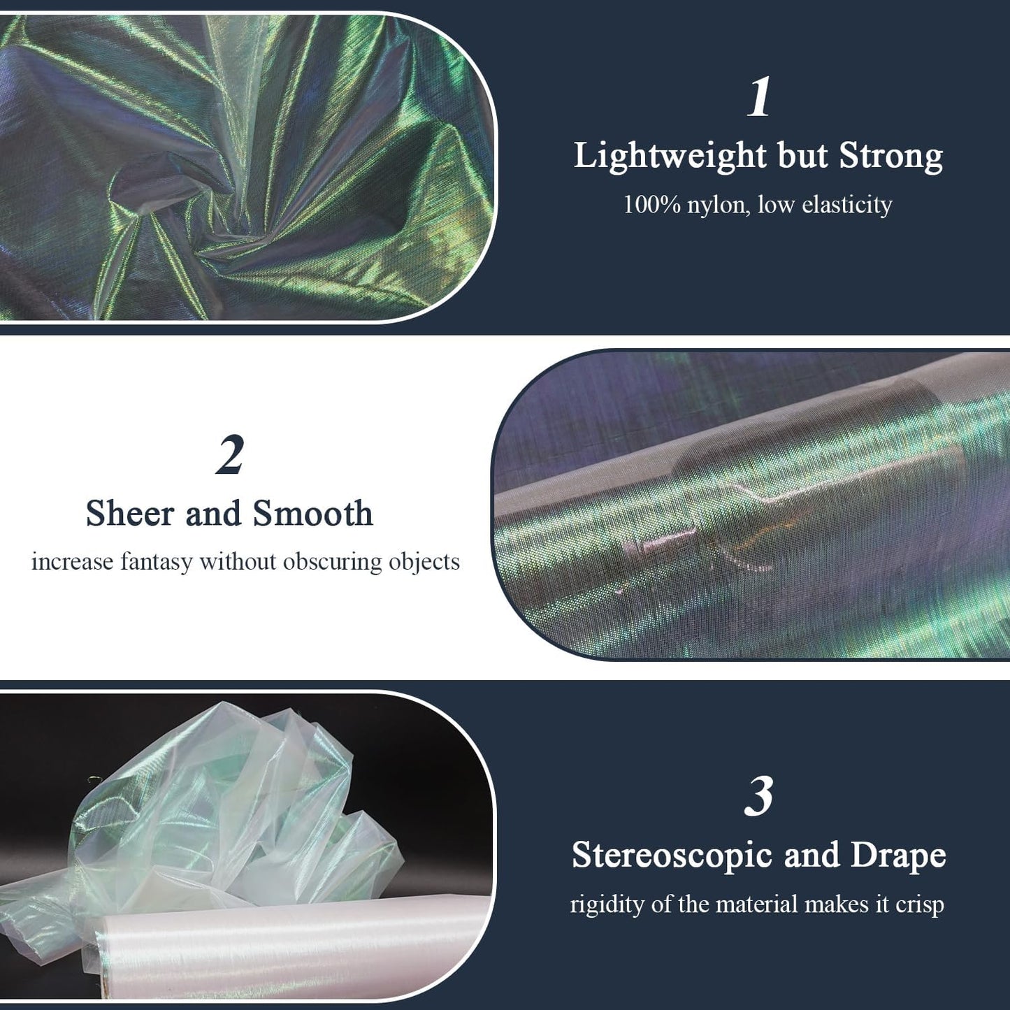 Organza Fabric Tulle Rolls 12 Inch 50 Yards (150 feet) Crystal Sheer Silky Shiny Netting Spool Bolt for DIY Craft Table Runner Wedding Baby Shower Decor Gift Wrapping Party Supplies (Iridescent White)