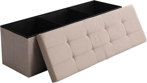 45.3 Inches Storage Ottoman Bench Foldable Seat Footrest Shoe Bench End of Bed by CUYOCA-MakeYouFeelComfort