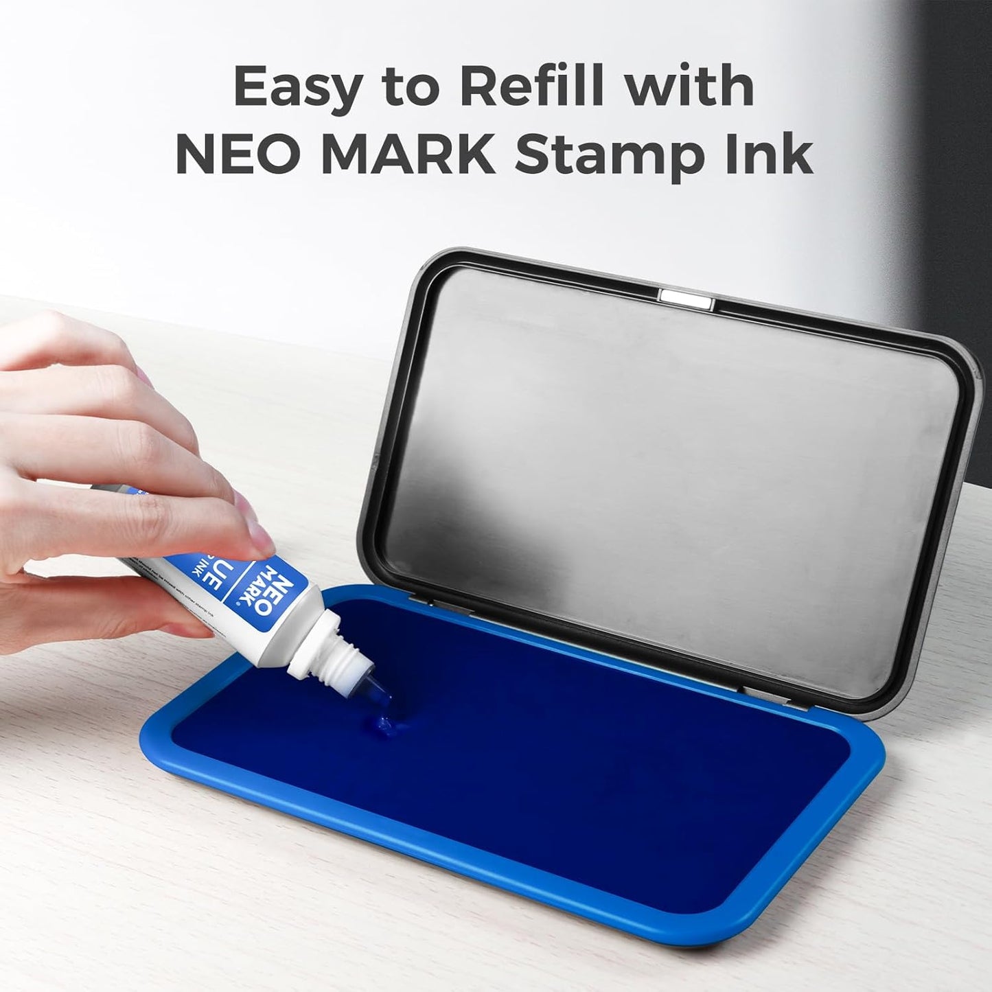 Large Stamp Pad - 3.50"x 6.25", Magnetic Lid, Premium Quality Felt Stamp Pad (Blue)