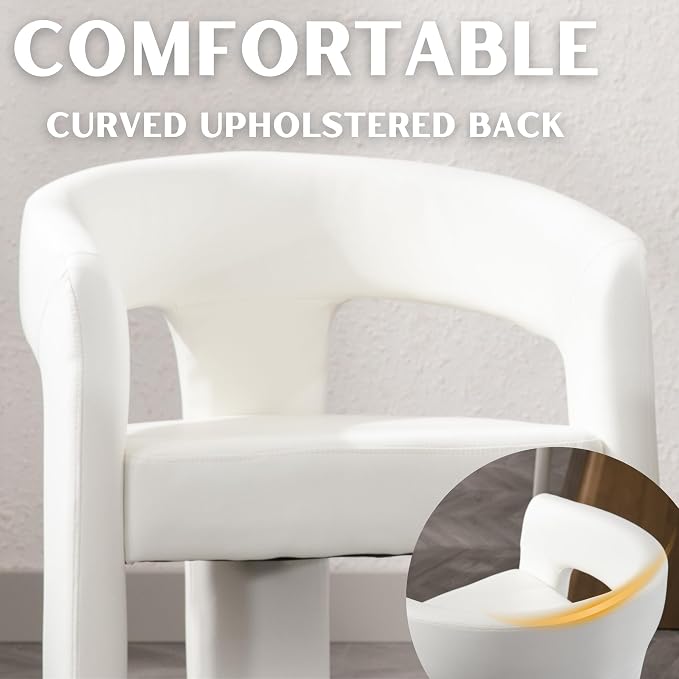 RIVOVA Modern Barrel Dining Chairs Set of 5, PU Leather Upholstered Accent Side - Image 4