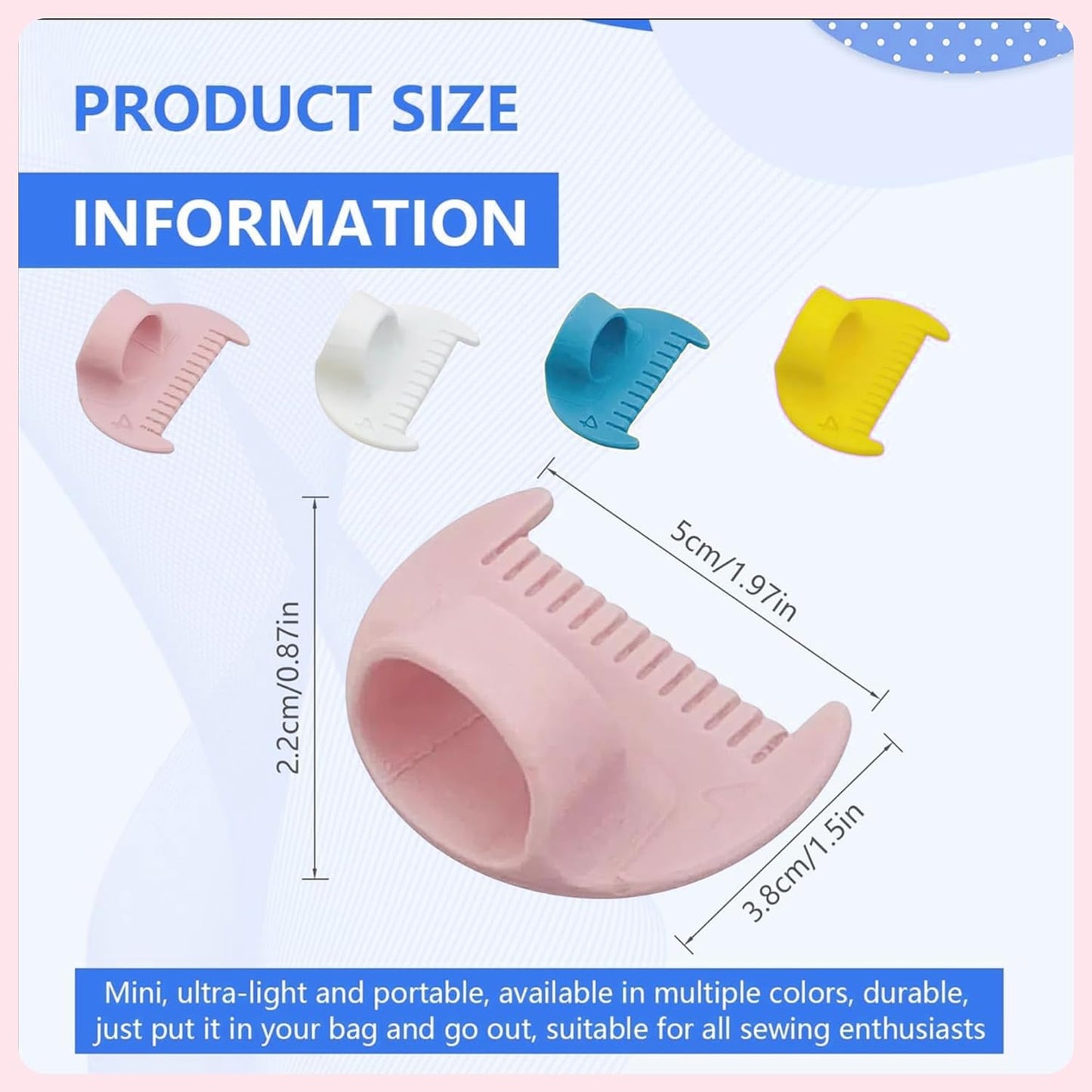 4mm Seam Guide for Hand Sewing Edge Lockranding Tool, Sewing Needle Gauge Measuring Tool, Mini Finger Ruler Kit Ideal for Leather/Fabric/Craft Sew, Pink 2 Pcs
