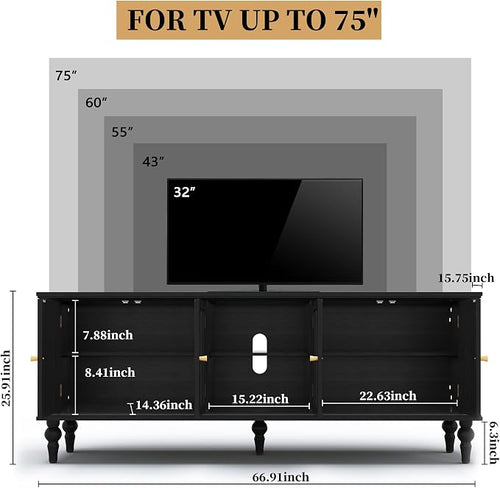 3More 67" Mid Century Modern TV Stand - Image 2