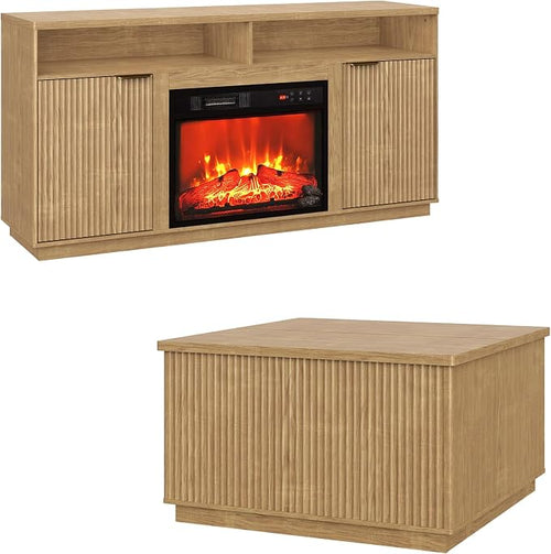 2-Piece Fluted Living Room Set Includes 31.5" Fluted Lift Top Coffee Table by PATIOCHIC