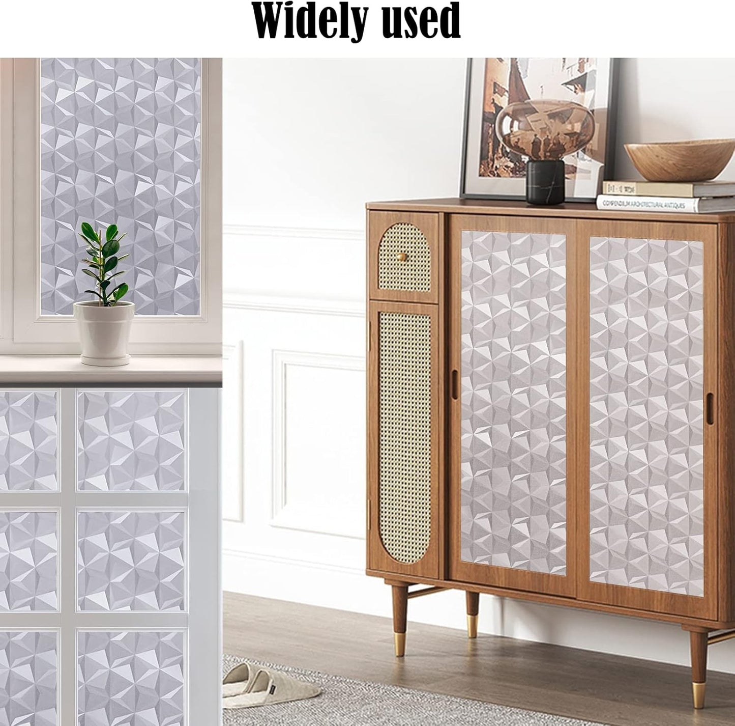 Niviy 3D No Glue Static Cling Window Films Privacy Cut Glass Window Sticker for Bathroom Office Kitchen Window Decor 17.7"x 78.7", Frosted