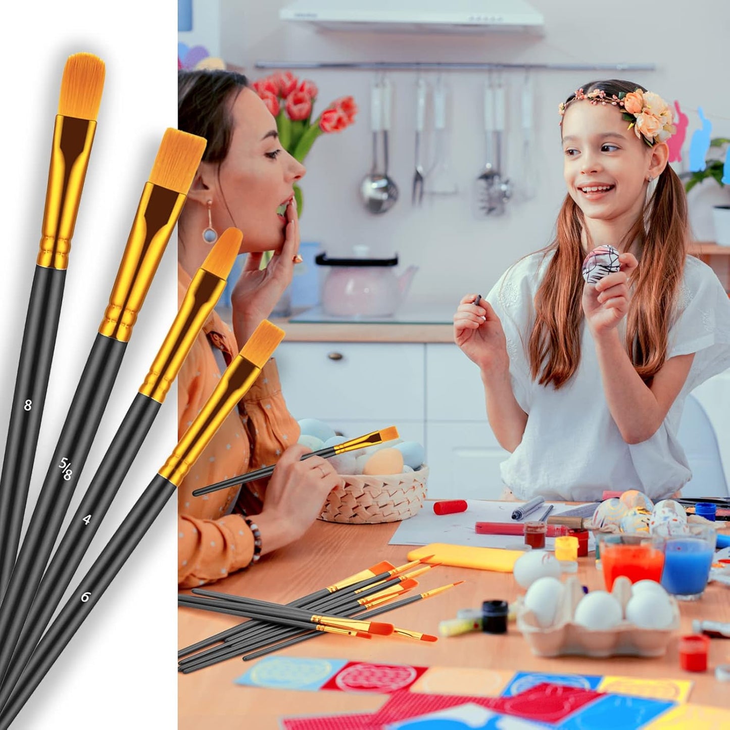 Paint Brush Set, 10 Pcs Paint Brushes for Acrylic Painting, Round Pointed Tip Detail Small Paint Brush for Oil Watercolor Canvas Face Body Boards Rock, Kids Adult Drawing Arts Crafts Supplies, Black