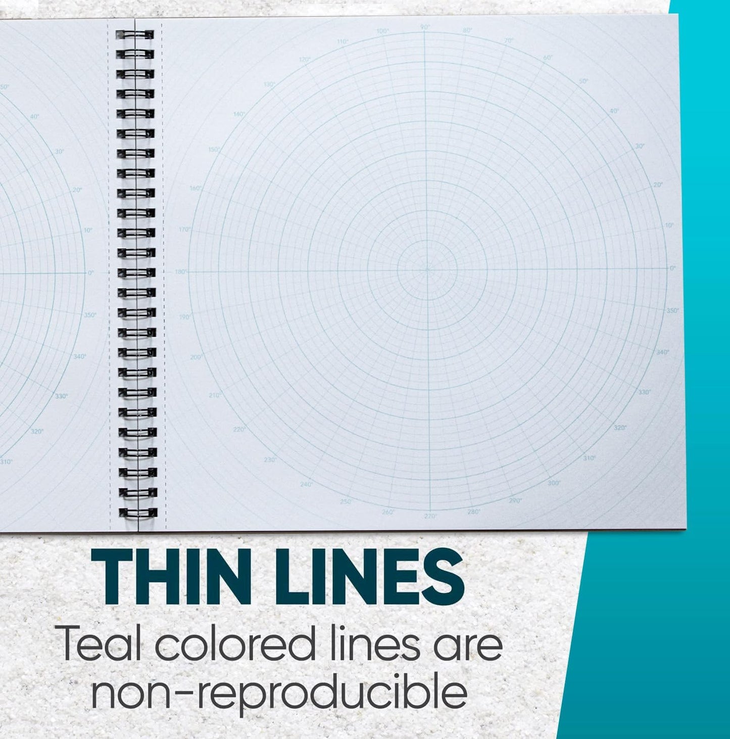 KOALA TOOLS - Circular Grid Sketchbook with Polar Coordinate Graph Paper, Polar Grid for Circular Designs, Mandala, and Geometric Patterns, 8.5 x 8.5 inches, 60 pages - Pack of 3