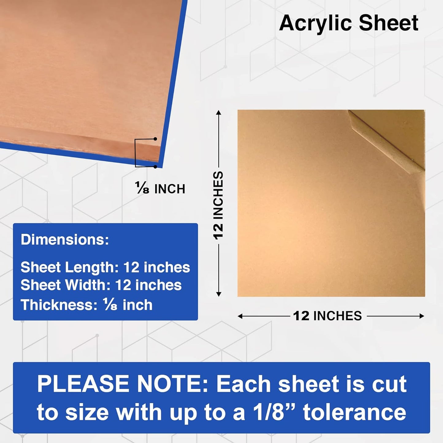Duco USA-Made Clear Cast Acrylic Sheet 1/8 Inch Thick 12" x 12" - 1 Pack of Transparent Plexiglass Sheet - Lightweight Acrylic Board for Window Replacements, Displays, Signs, and More
