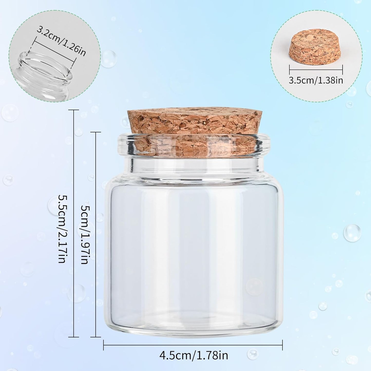 4PCS 50ml Small Empty Glass Bottle with Cork Stopper Storage,Small Glass Bottle Jars for DIY Art Crafts Projects Decoration Party Supplies and Wedding Party Favors