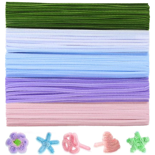400 Pcs Pipe Cleaners Craft Kit and Craft Supplies Set, 4 Colors Chenille Stems Craft Kits. Includes Floral Tape, Wire, Stems and More, DIY Arts and Crafts Supplies for Flower Making (Colorful)