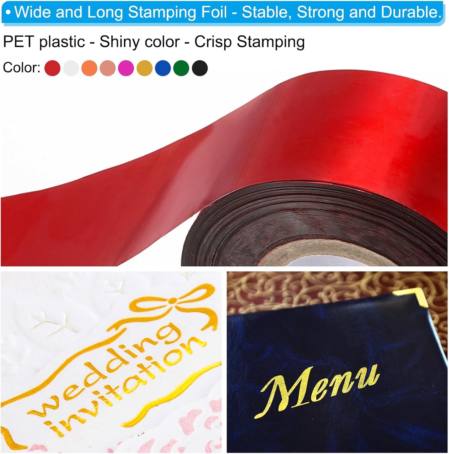 PATIKIL 1.6"x400Ft Hot Stamping Foil Paper,Heat Transfer Hot Stamping Paper Foil Roll for Leather DIY Logo Decor Craft Gift Card Package Scrapbook,Rose Gold