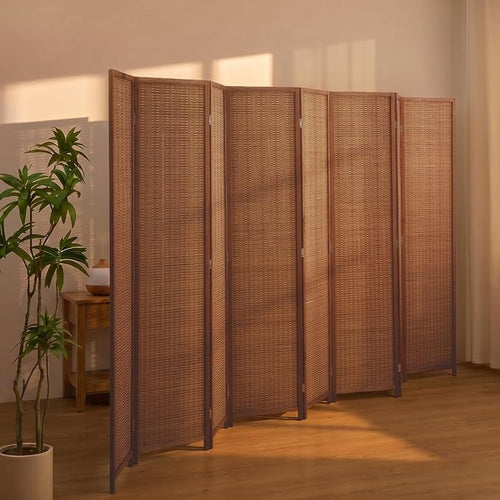 8 Panel Room Divider and Extra Wide Folding Privacy Screen, Bamboo Room Divider - Image 2
