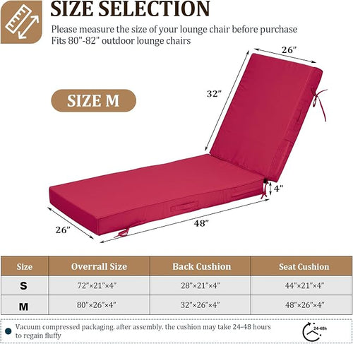 80x26x4in Lounge Cushions for Outdoor Furniture, Outdoor Lounge Chair Cushions - Image 2