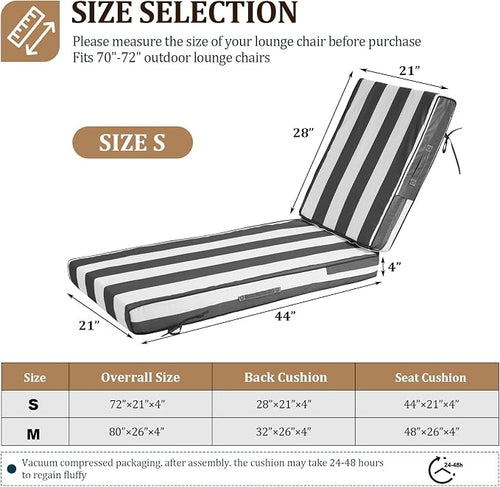 72x21x4in Lounge Cushions for Outdoor Furniture, Outdoor Lounge Chair Cushions - Image 2