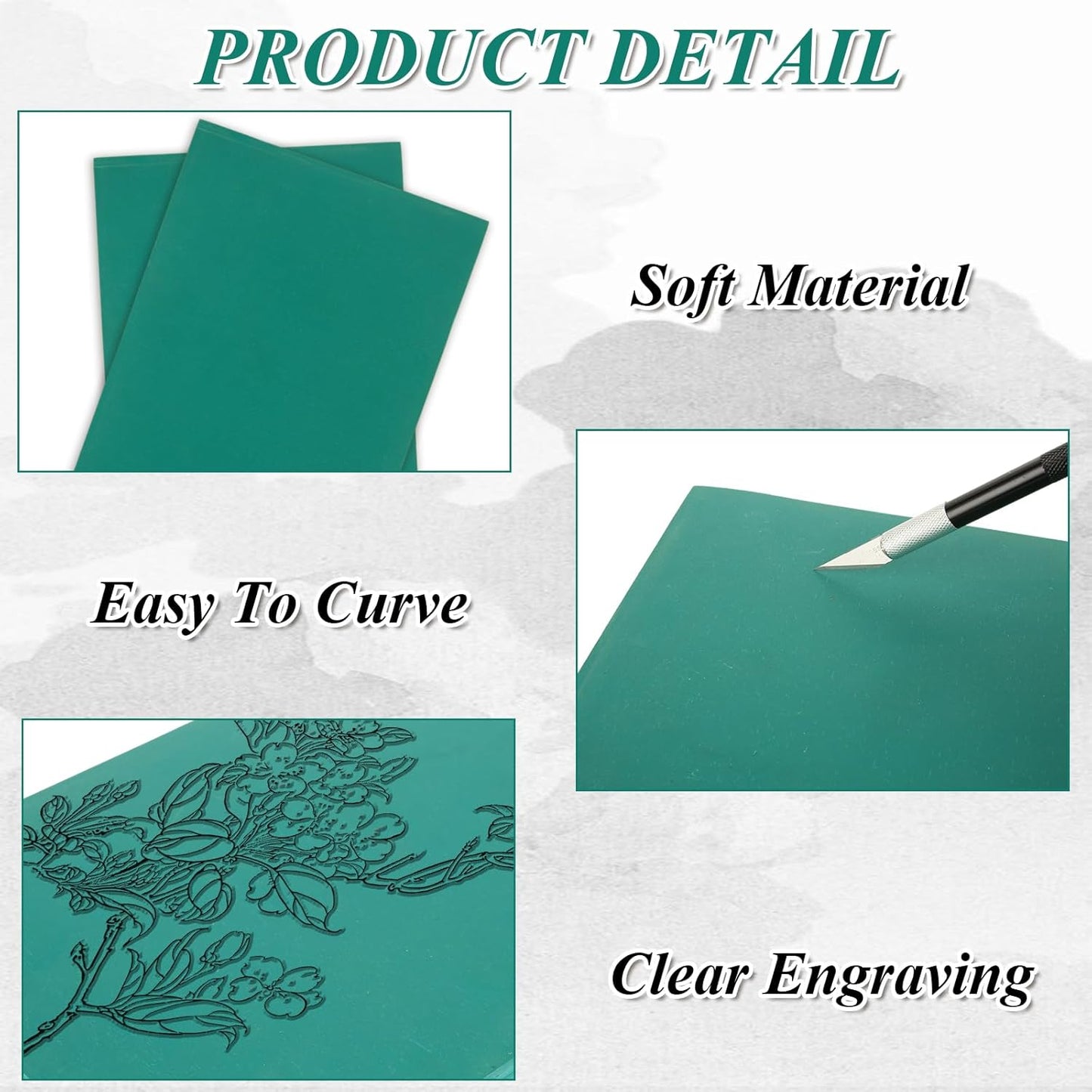 LDXDRU 10 Pack Linoleum Blocks for Printmaking, 8 x 10 Inch Linoleum Blocks Green Linocut Block Linoleum Block Printing for Engraving Art Project Printmaking Stamp Carving Block