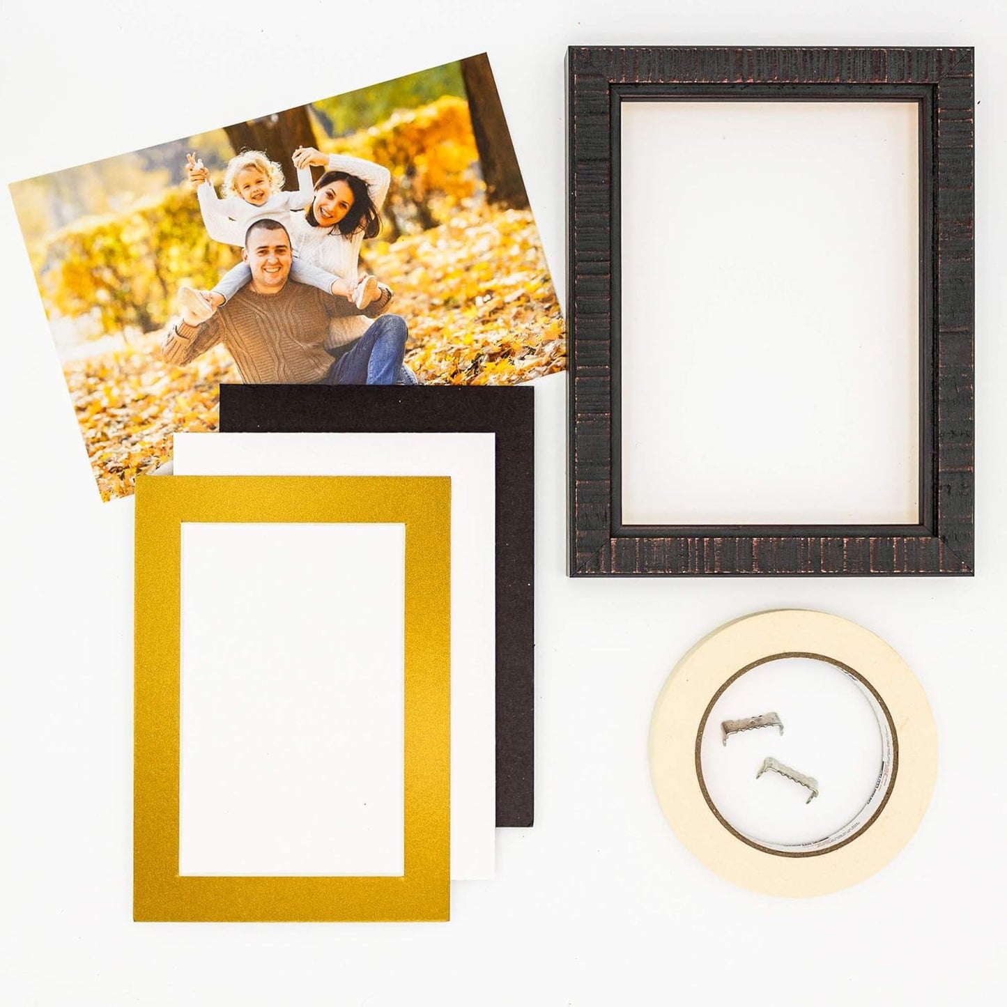 8x10 Mat Bevel Cut for 5x8 Photos - Acid Free Metallic Gold Precut Matboard With Backing Board and Crystal Clear, Self Seal Photo Mat Bag - For Pictures, Photos, Framing - 4-ply Thickness