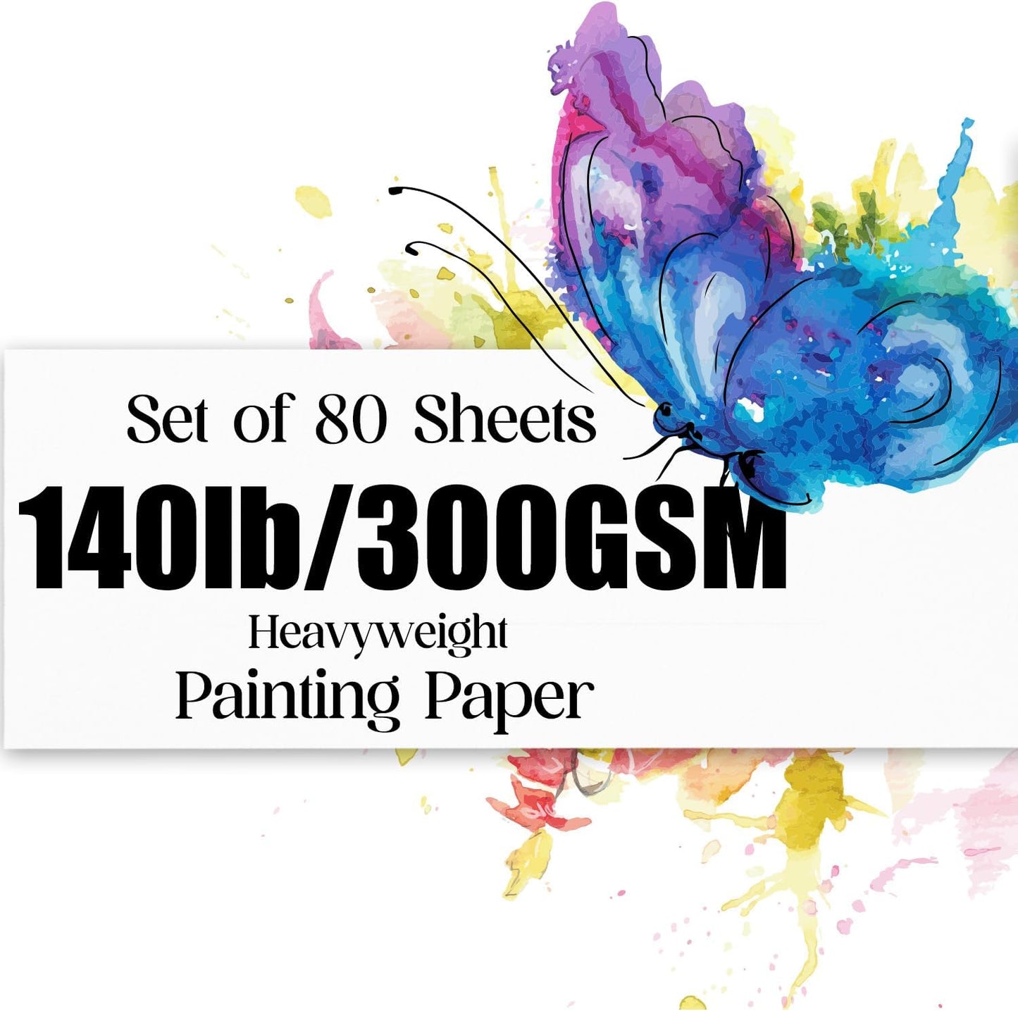 Watercolor Paper 8.5x11 inches 80 Sheets,Heavyweight Artist Paper 140lb/300GSM Cold Press Natural Cotton Paper for Students Artists Watercolor Drawing