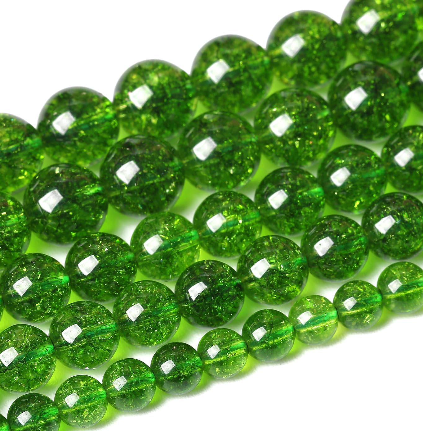 6MM Green Peridot Crystal Quartz Beads Natural Gemstone Beads Round Loose Beads for Jewelry and Bracelets Making 120pcs 2 Strands 32"