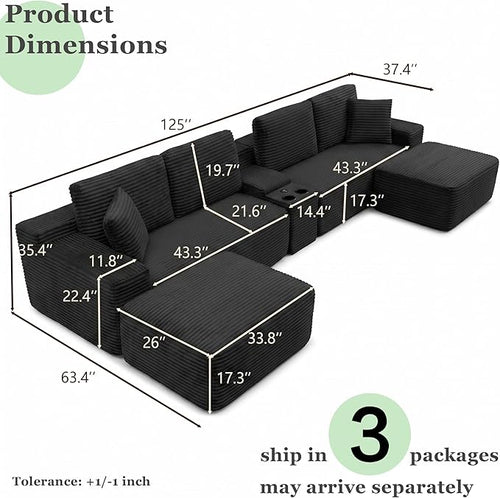 125" Oversized Sectional Couches - Image 2