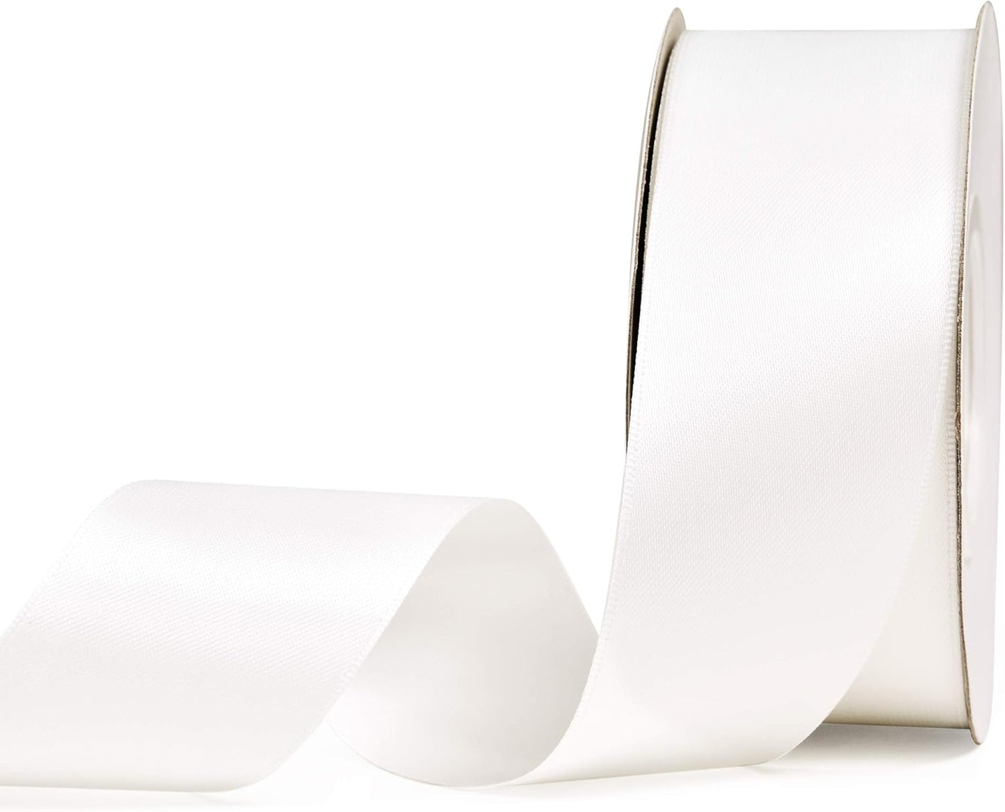 YAMA Double Face Satin Ribbon - 1 1/2 Inch 25 Yards for Gift Wrapping Ribbons Roll, White